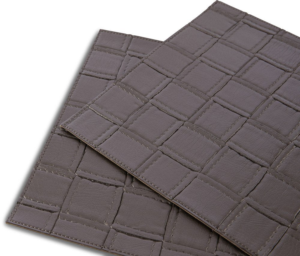 18" Set of Four Espresso Basketweave Faux Leather Placemats HomeRoots