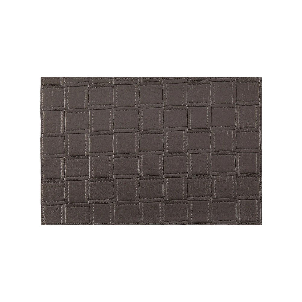 18" Set of Four Espresso Basketweave Faux Leather Placemats HomeRoots