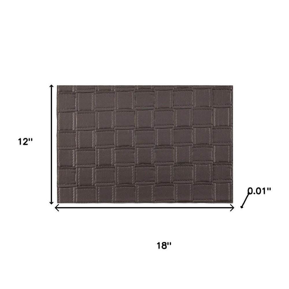 18" Set of Four Espresso Basketweave Faux Leather Placemats HomeRoots
