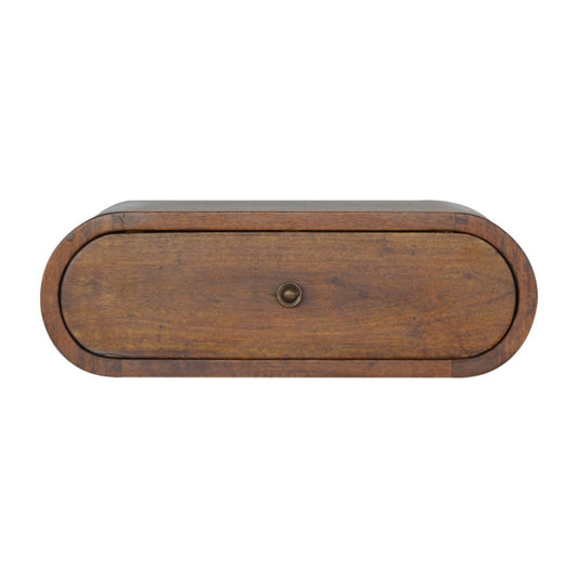 18" Chestnut Solid Wood Oval One Drawer Floating Nightstand HomeRoots
