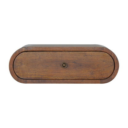 18" Chestnut Solid Wood Oval One Drawer Floating Nightstand HomeRoots