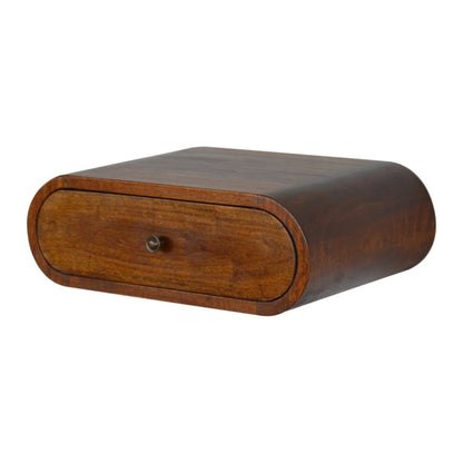 18" Chestnut Solid Wood Oval One Drawer Floating Nightstand HomeRoots