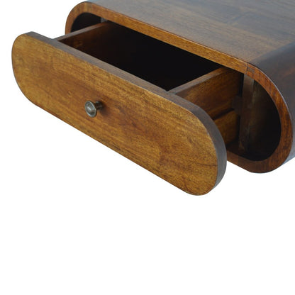18" Chestnut Solid Wood Oval One Drawer Floating Nightstand HomeRoots