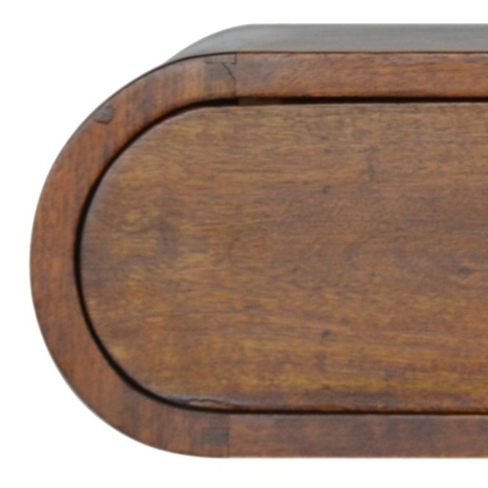 18" Chestnut Solid Wood Oval One Drawer Floating Nightstand HomeRoots