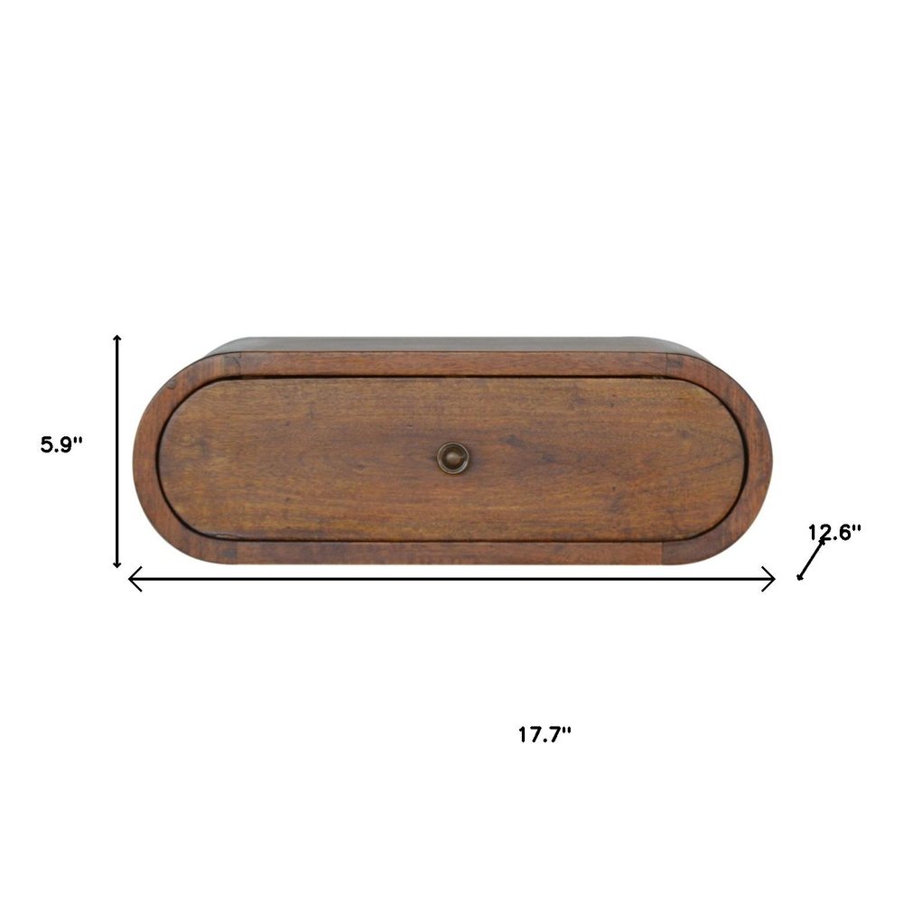 18" Chestnut Solid Wood Oval One Drawer Floating Nightstand HomeRoots