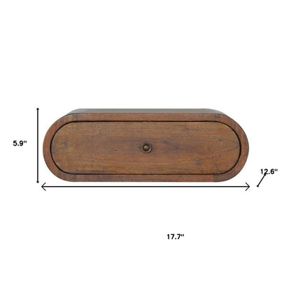 18" Chestnut Solid Wood Oval One Drawer Floating Nightstand HomeRoots