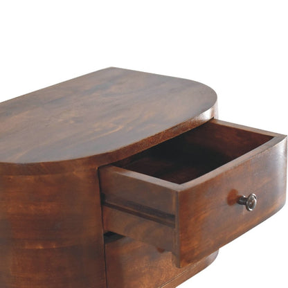 18" Brown Solid Wood Round Two Drawer Floating Nightstand HomeRoots
