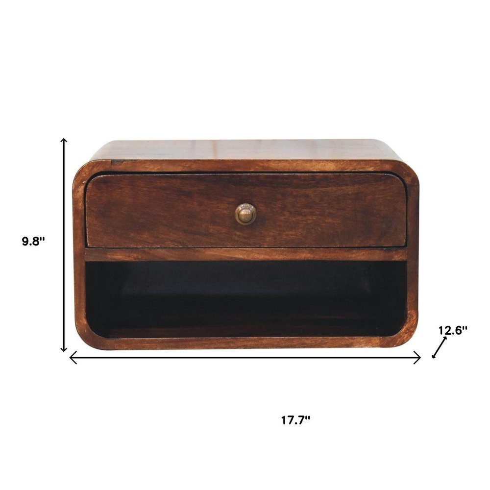 18" Brown Solid Wood One Drawer Floating Nightstand HomeRoots