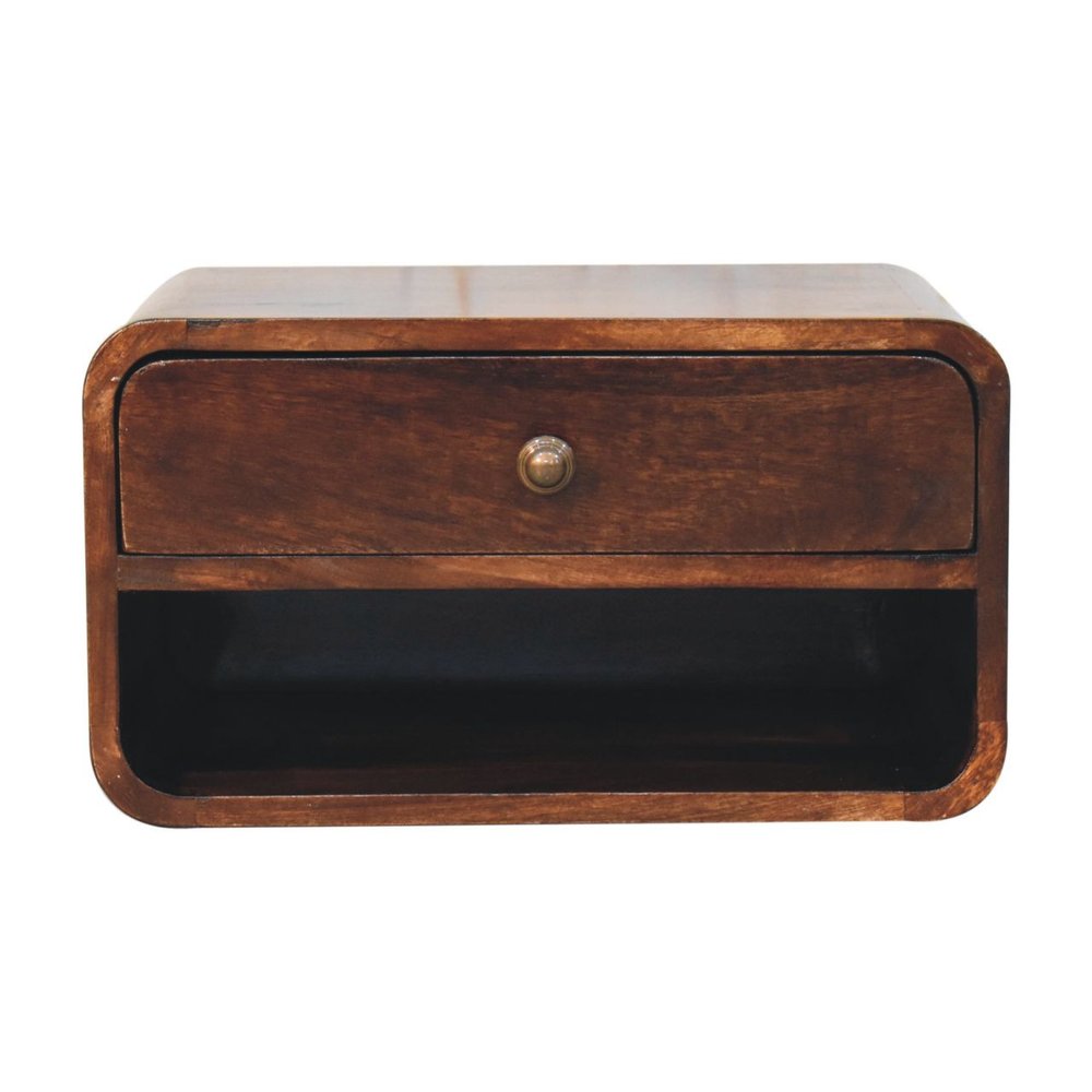 18" Brown Solid Wood One Drawer Floating Nightstand HomeRoots