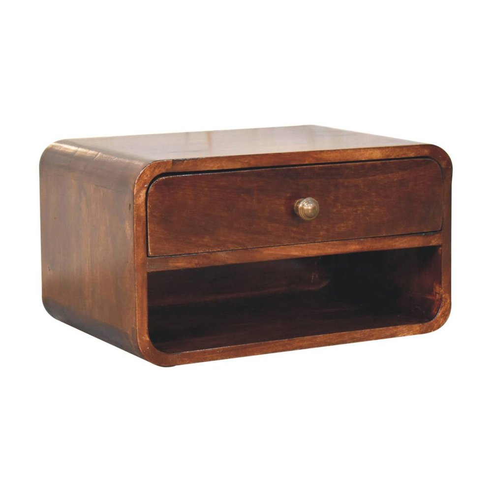 18" Brown Solid Wood One Drawer Floating Nightstand HomeRoots