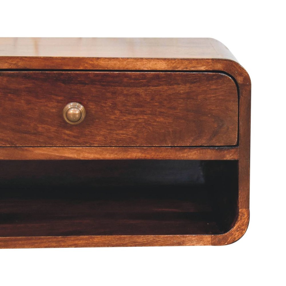 18" Brown Solid Wood One Drawer Floating Nightstand HomeRoots