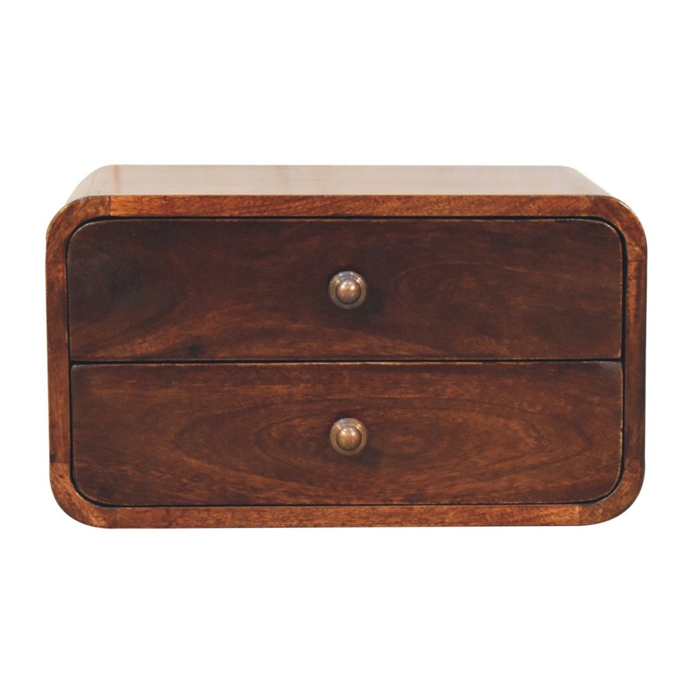 18" Brown Solid Wood Two Drawer Floating Nightstand HomeRoots