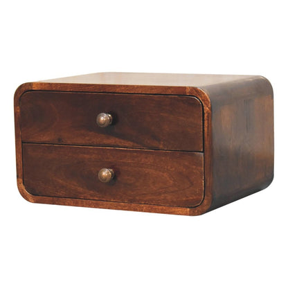 18" Brown Solid Wood Two Drawer Floating Nightstand HomeRoots