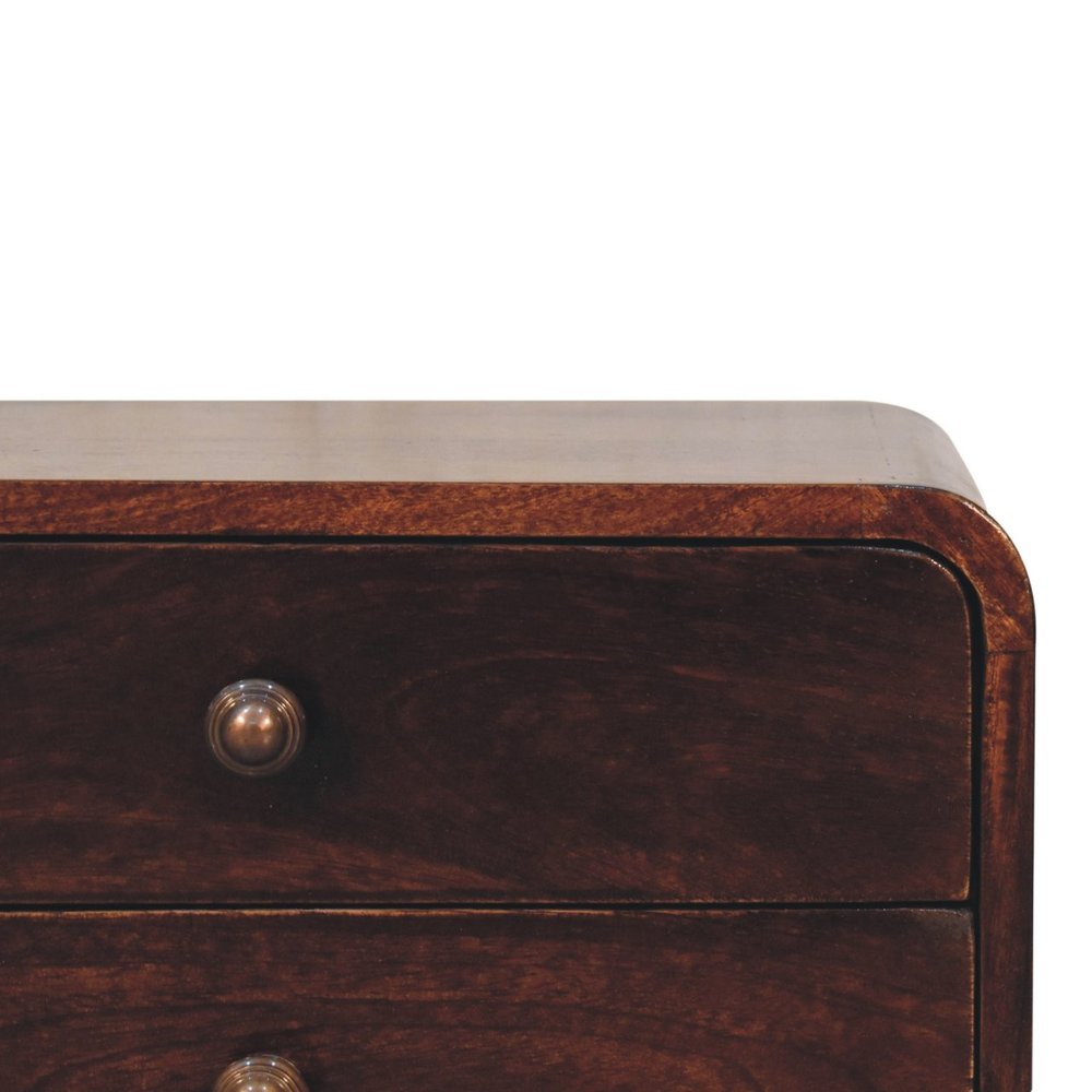18" Brown Solid Wood Two Drawer Floating Nightstand — view 5