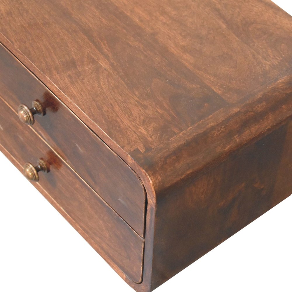 18" Brown Solid Wood Two Drawer Floating Nightstand HomeRoots