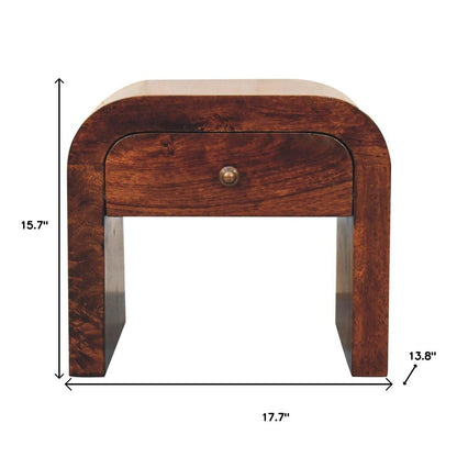 16" Walnut Solid Wood One Drawer Nightstand HomeRoots