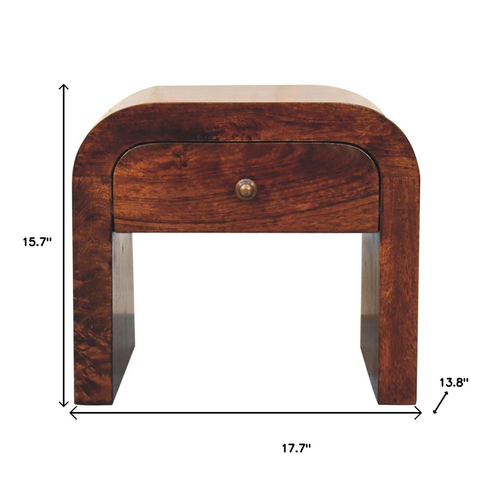 16" Walnut Solid Wood One Drawer Nightstand HomeRoots