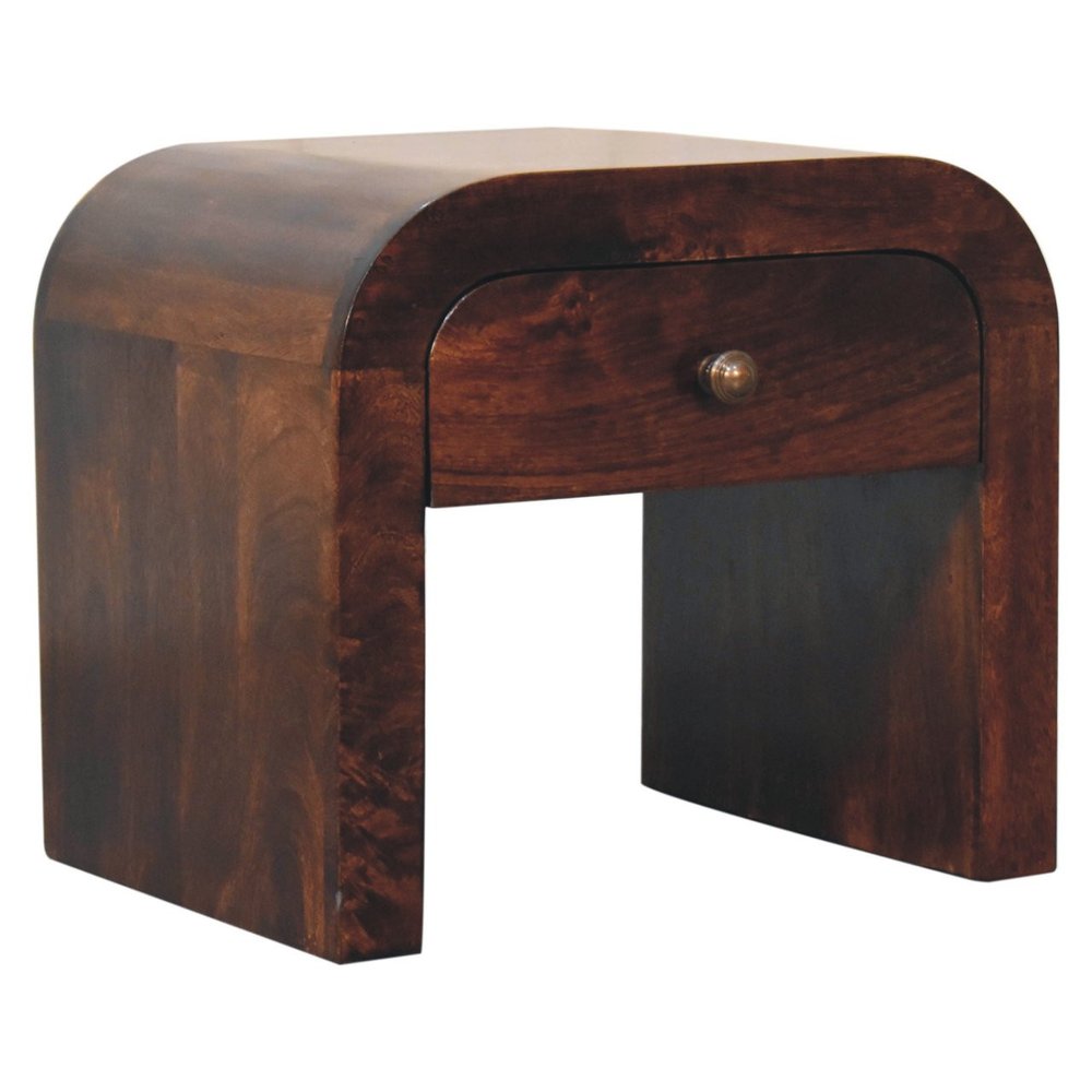 16" Walnut Solid Wood One Drawer Nightstand HomeRoots