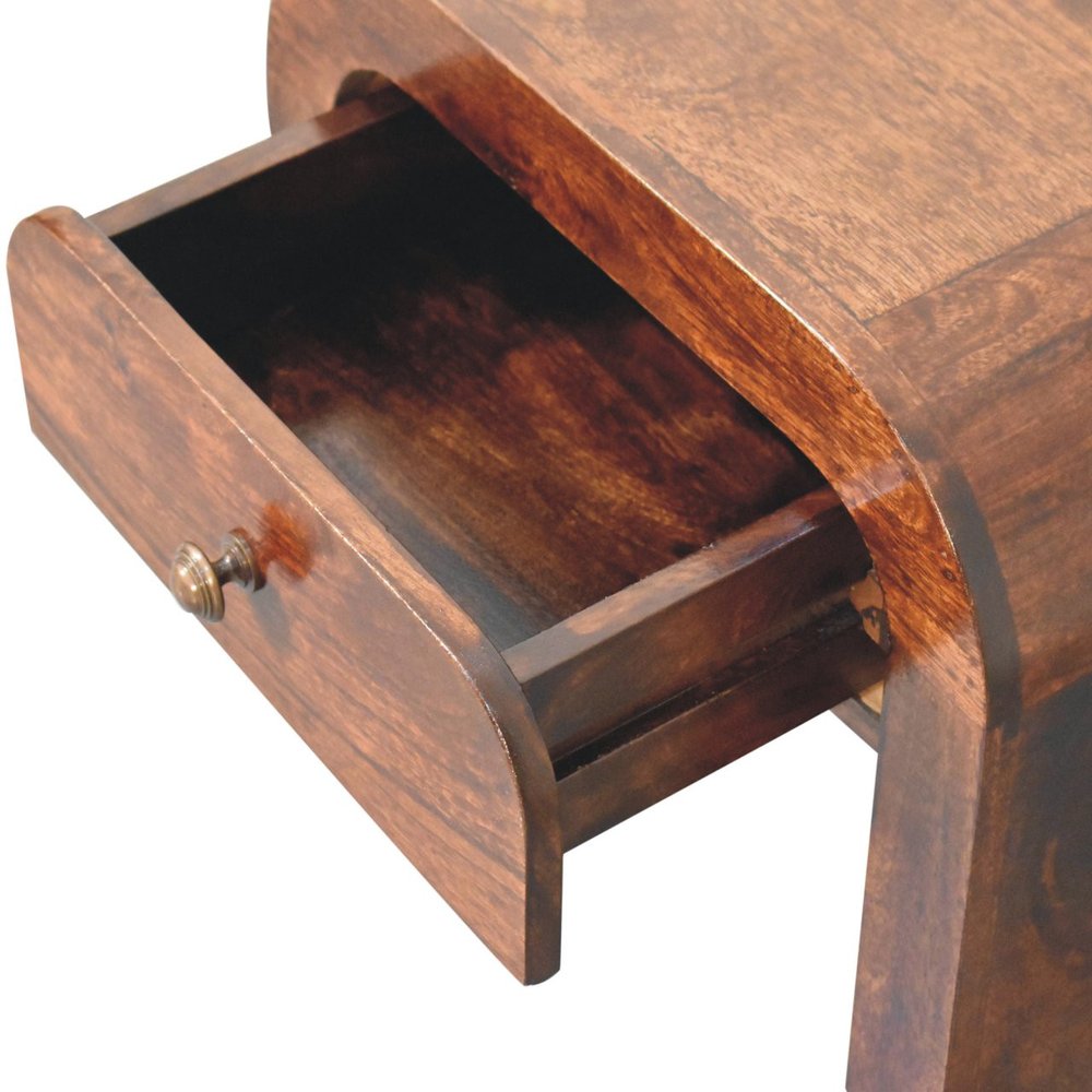 16" Walnut Solid Wood One Drawer Nightstand HomeRoots