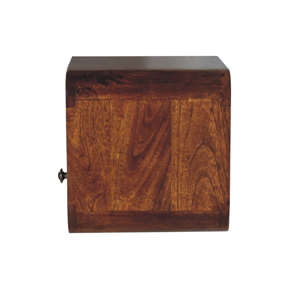 12" Brown Solid Wood Square One Drawer Floating Nightstand — view 2