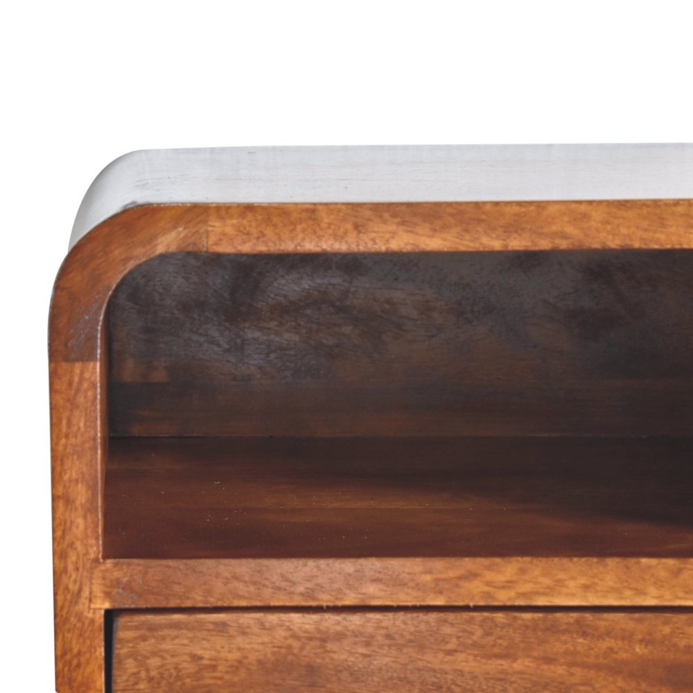 12" Brown Solid Wood Square One Drawer Floating Nightstand — view 3