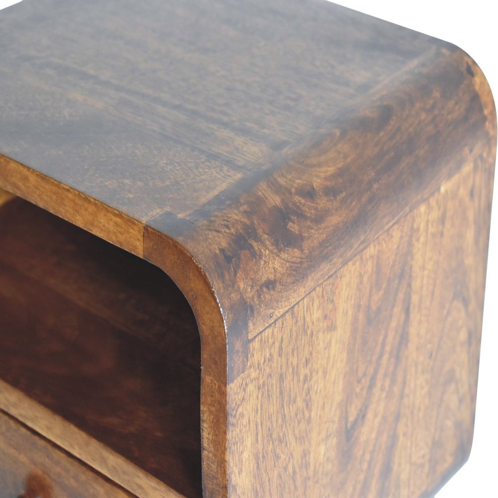 12" Brown Solid Wood Square One Drawer Floating Nightstand — view 5