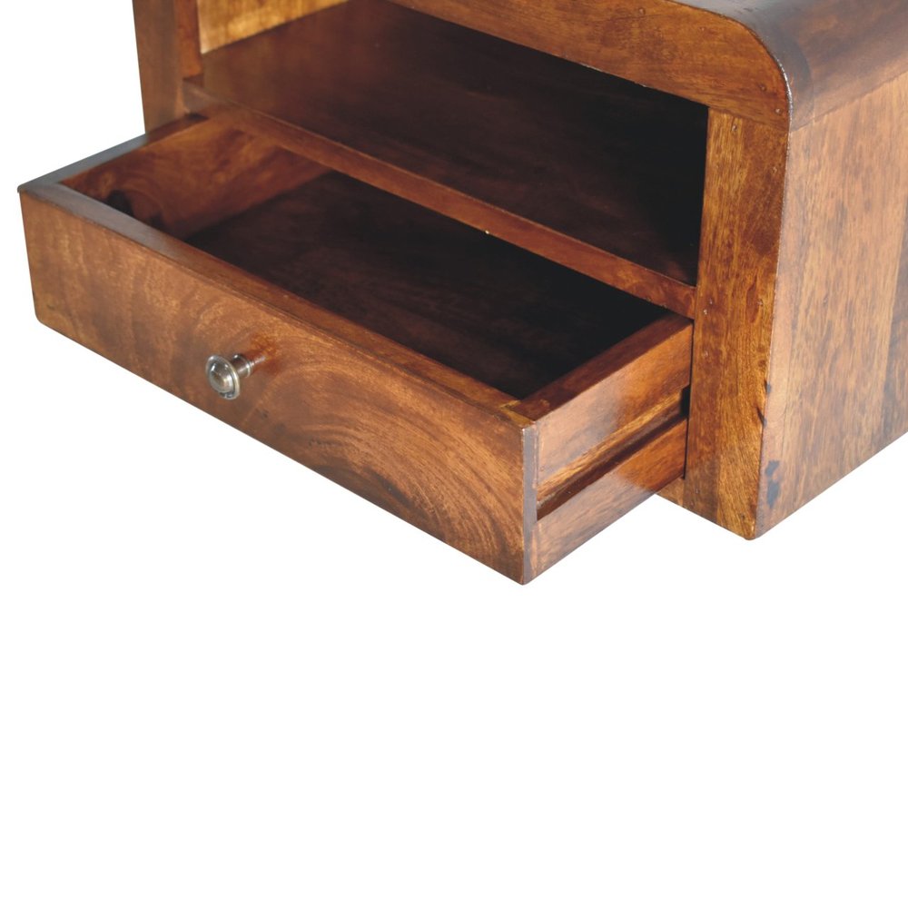 18" Chestnut Solid Wood One Drawer Floating Nightstand — view 4