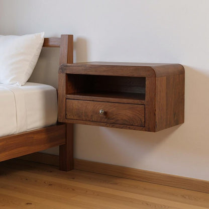 18" Chestnut Solid Wood One Drawer Floating Nightstand HomeRoots