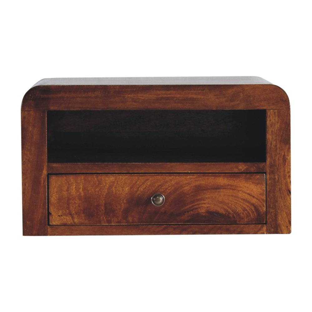 18" Chestnut Solid Wood One Drawer Floating Nightstand HomeRoots