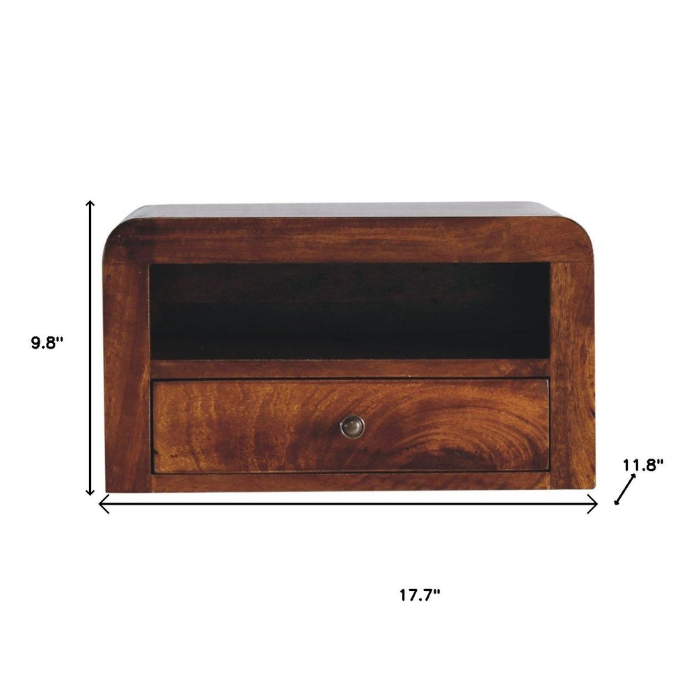 18" Chestnut Solid Wood One Drawer Floating Nightstand — view 7