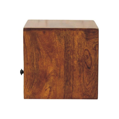 12" Chestnut Solid Wood Square One Drawer Floating Nightstand