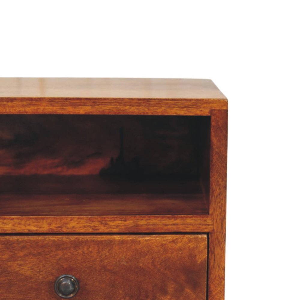 12" Chestnut Solid Wood Square One Drawer Floating Nightstand