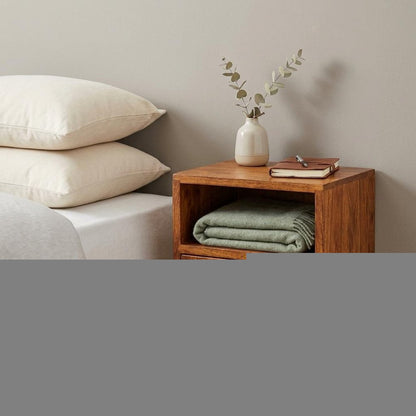 12" Chestnut Solid Wood Square One Drawer Floating Nightstand