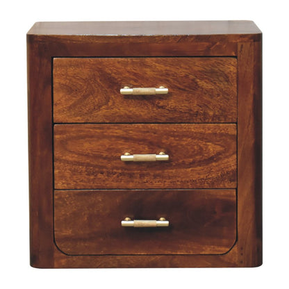 18" Brown Solid Wood Three Drawer Nightstand HomeRoots