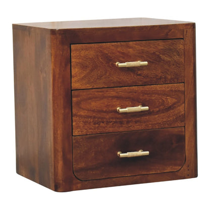 18" Brown Solid Wood Three Drawer Nightstand HomeRoots