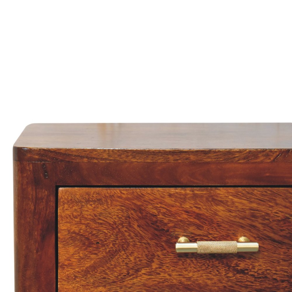 18" Brown Solid Wood Three Drawer Nightstand HomeRoots