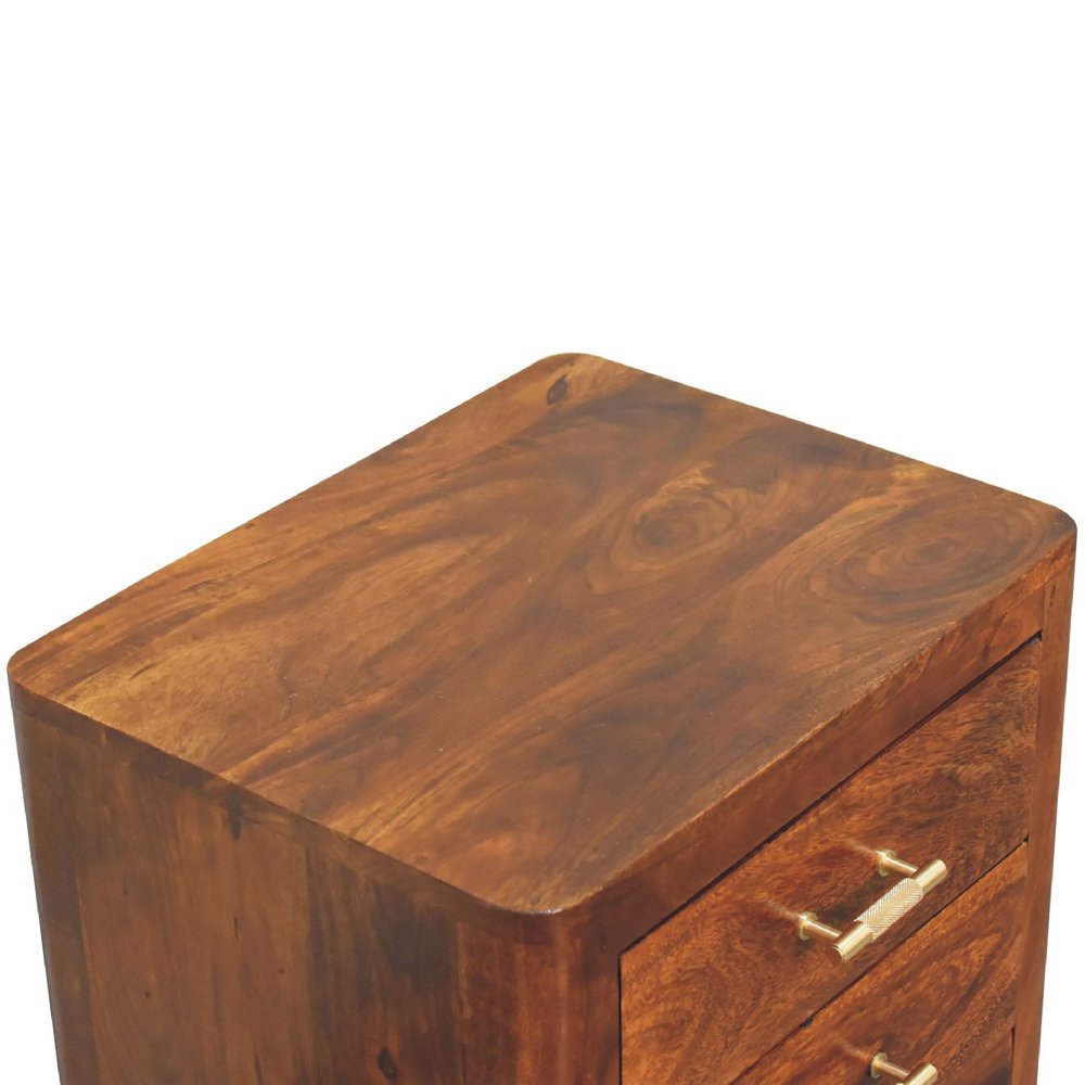 18" Brown Solid Wood Three Drawer Nightstand HomeRoots