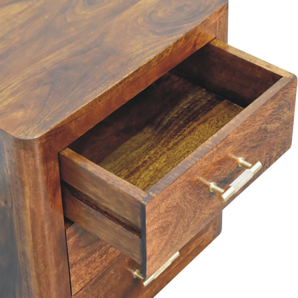 18" Brown Solid Wood Three Drawer Nightstand HomeRoots