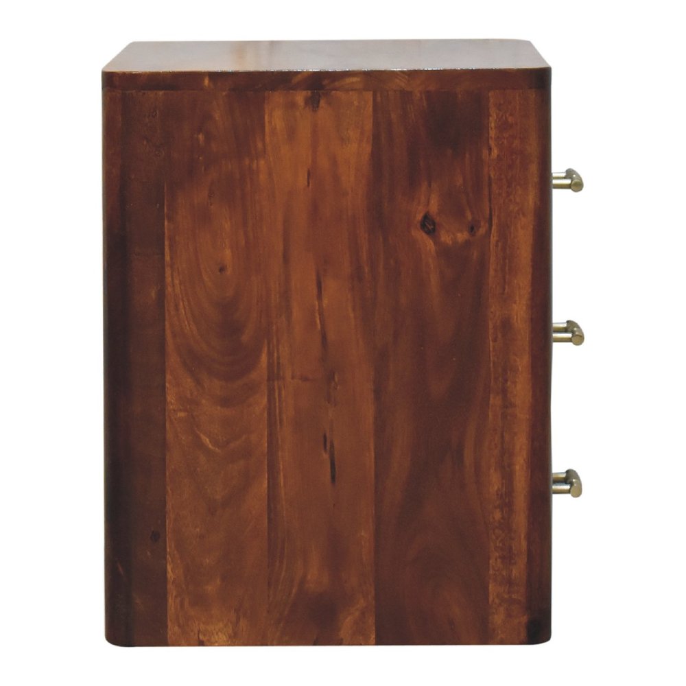 18" Brown Solid Wood Three Drawer Nightstand HomeRoots