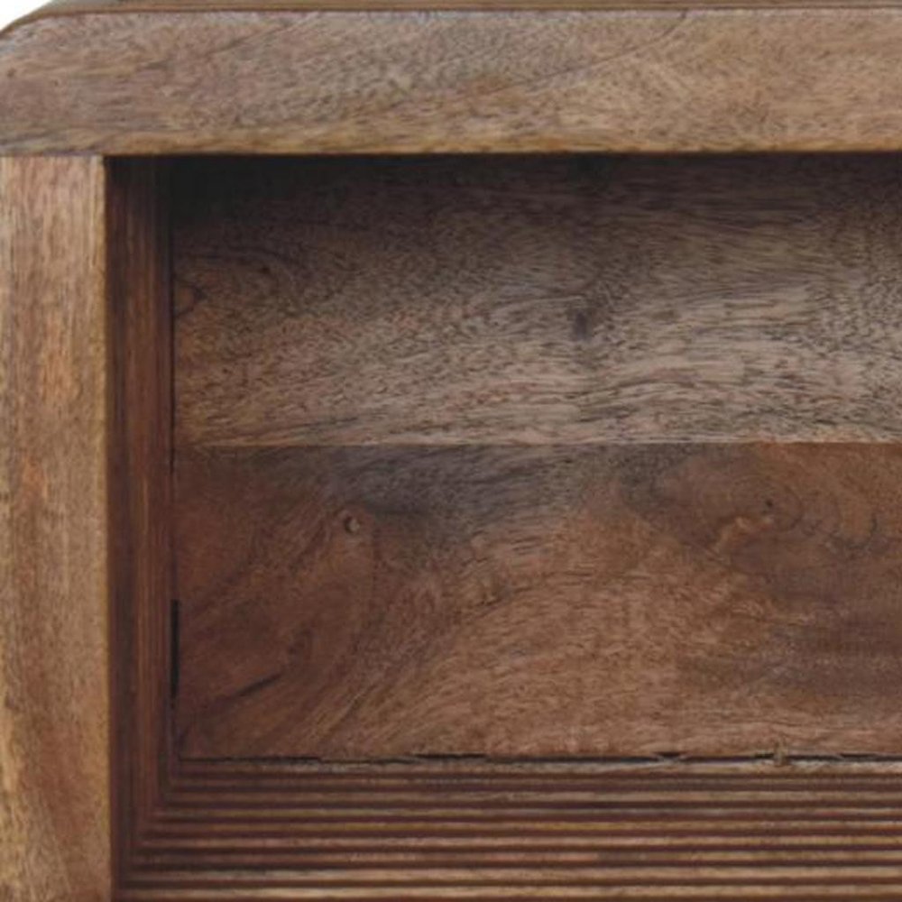 18" Brown Solid Wood Carved Geometric Floating Nightstand HomeRoots