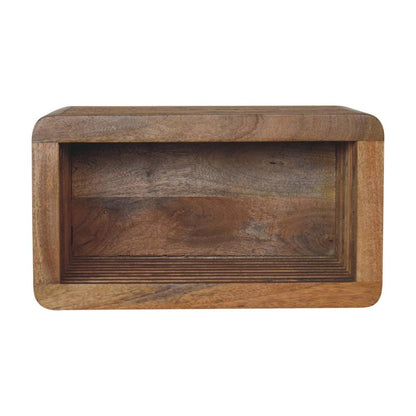 18" Brown Solid Wood Carved Geometric Floating Nightstand HomeRoots