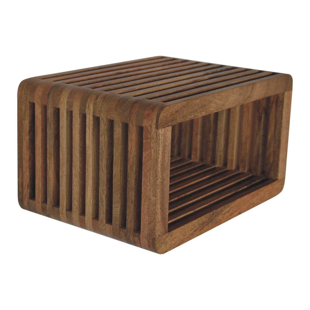 18" Brown Solid Wood Carved Geometric Floating Nightstand HomeRoots