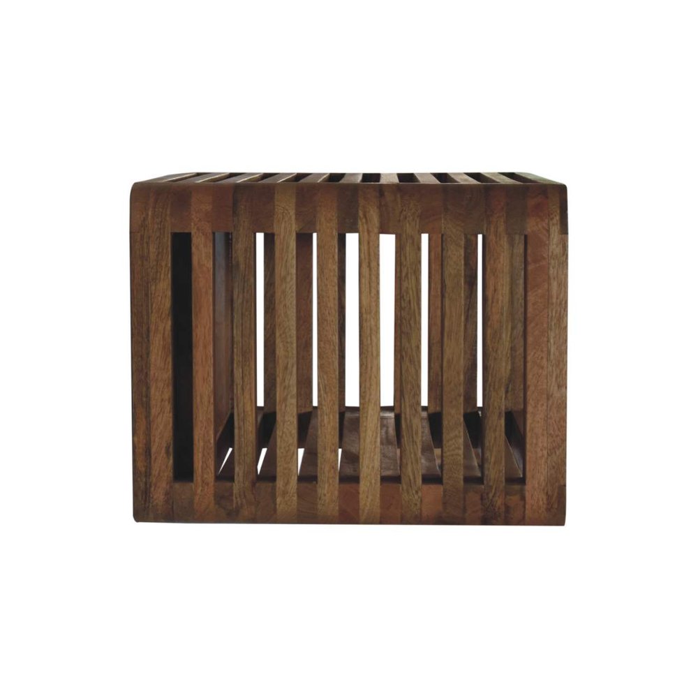 18" Brown Solid Wood Carved Geometric Floating Nightstand HomeRoots