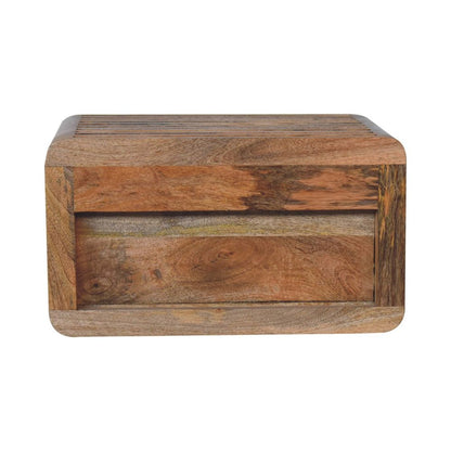 18" Brown Solid Wood Carved Geometric Floating Nightstand HomeRoots