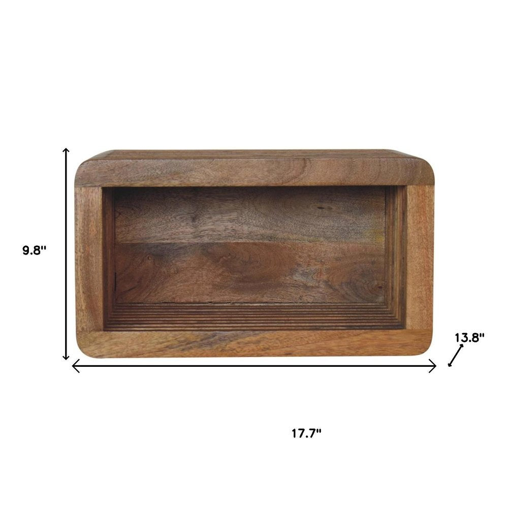 18" Brown Solid Wood Carved Geometric Floating Nightstand HomeRoots