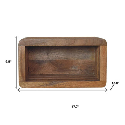 18" Brown Solid Wood Carved Geometric Floating Nightstand HomeRoots