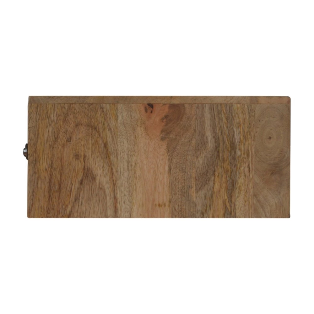 18" Natural Solid Wood Carved Geometric One Drawer Floating Nightstand