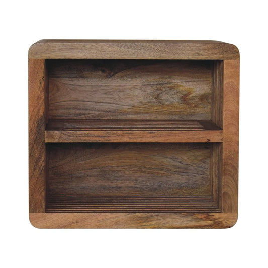 18" Brown Solid Wood Carved Geometric Floating Nightstand HomeRoots