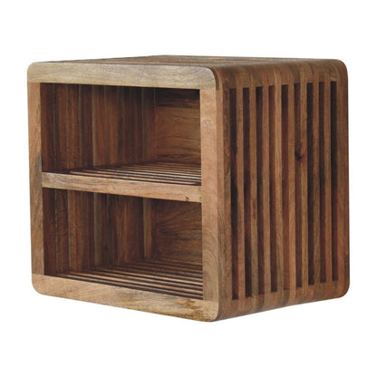 18" Brown Solid Wood Carved Geometric Floating Nightstand HomeRoots