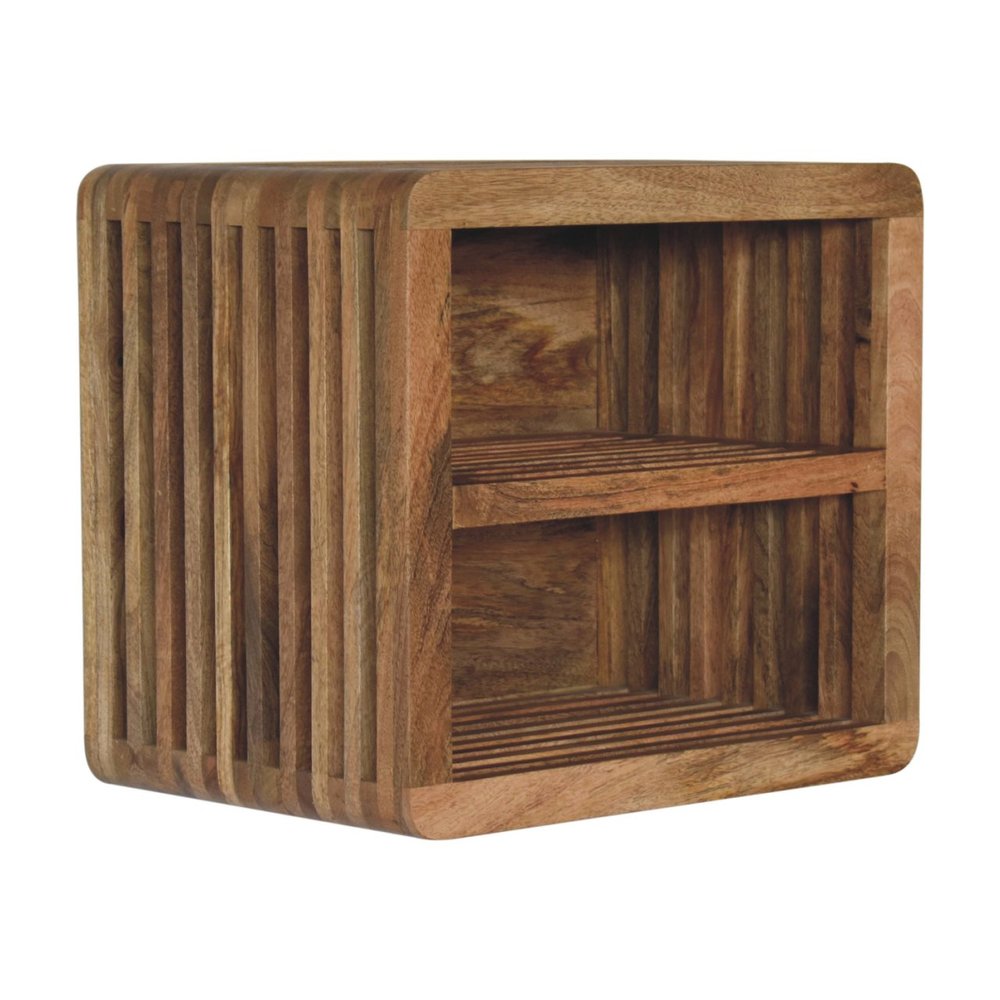 18" Brown Solid Wood Carved Geometric Floating Nightstand HomeRoots